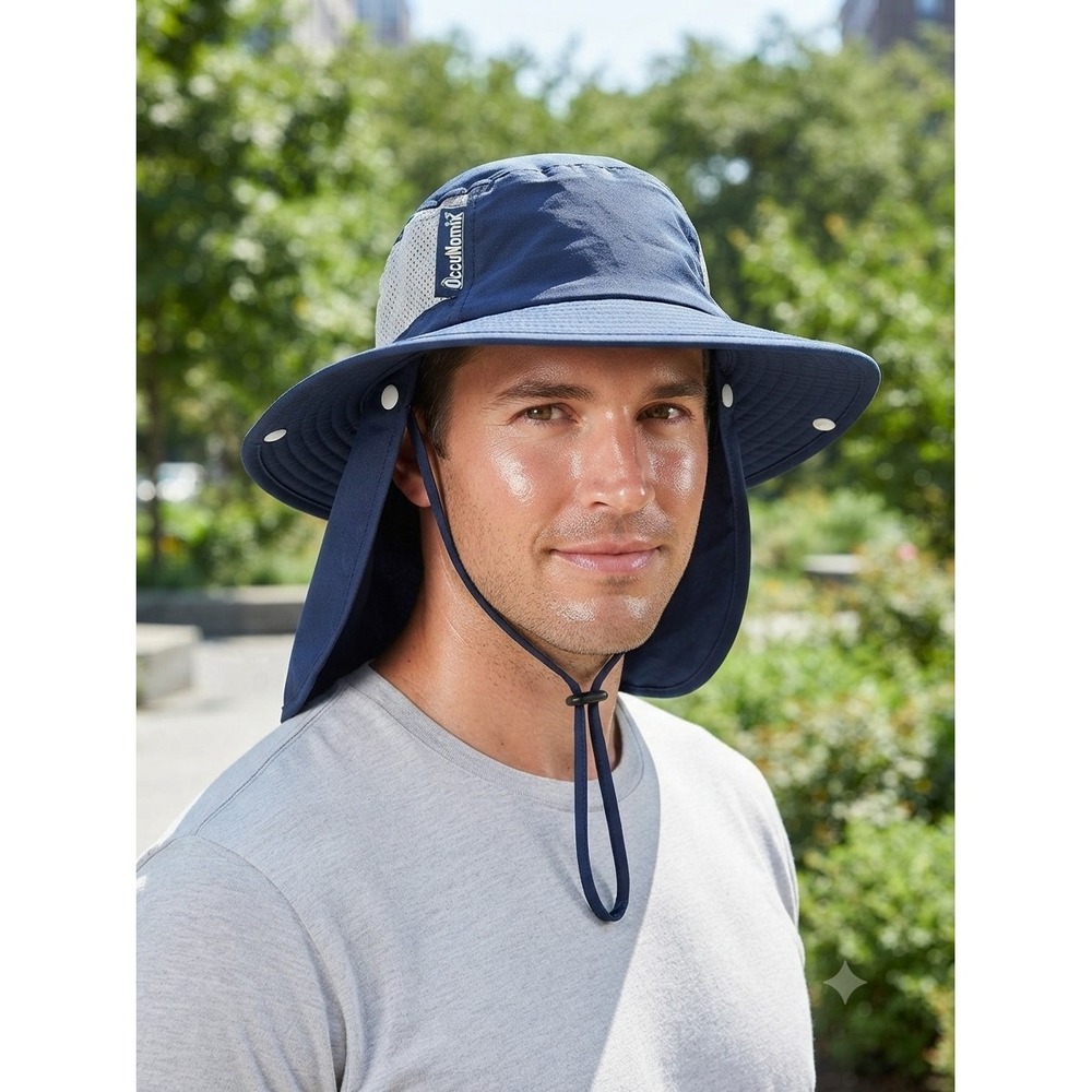 Occunomix Cooling Ranger Hat Large Navy Blue Sun Flap Protection Apparel Hat